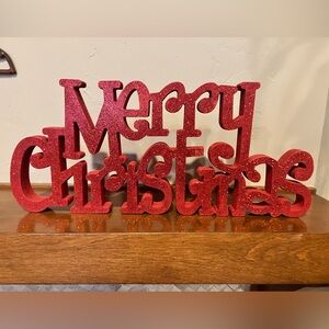 Red Glitter 'Merry Christmas' Sign